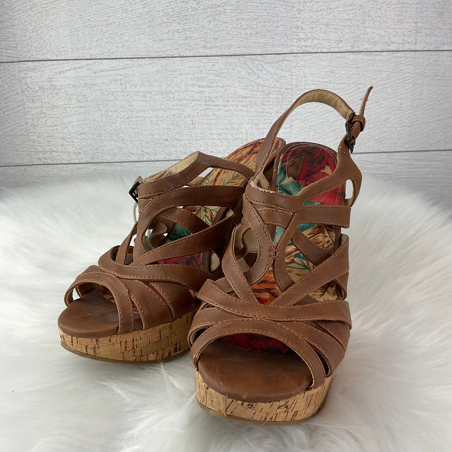 Shoes Heels Wedge By Xappeal In Brown, Size: 8