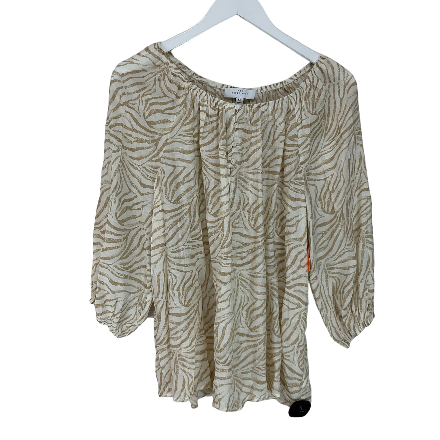 Cream Top 3/4 Sleeve New Directions, Size M