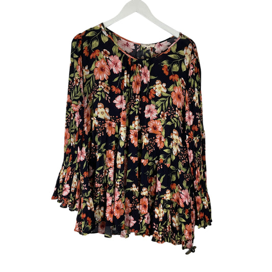 Top Long Sleeve By Easel In Floral Print, Size: 1x