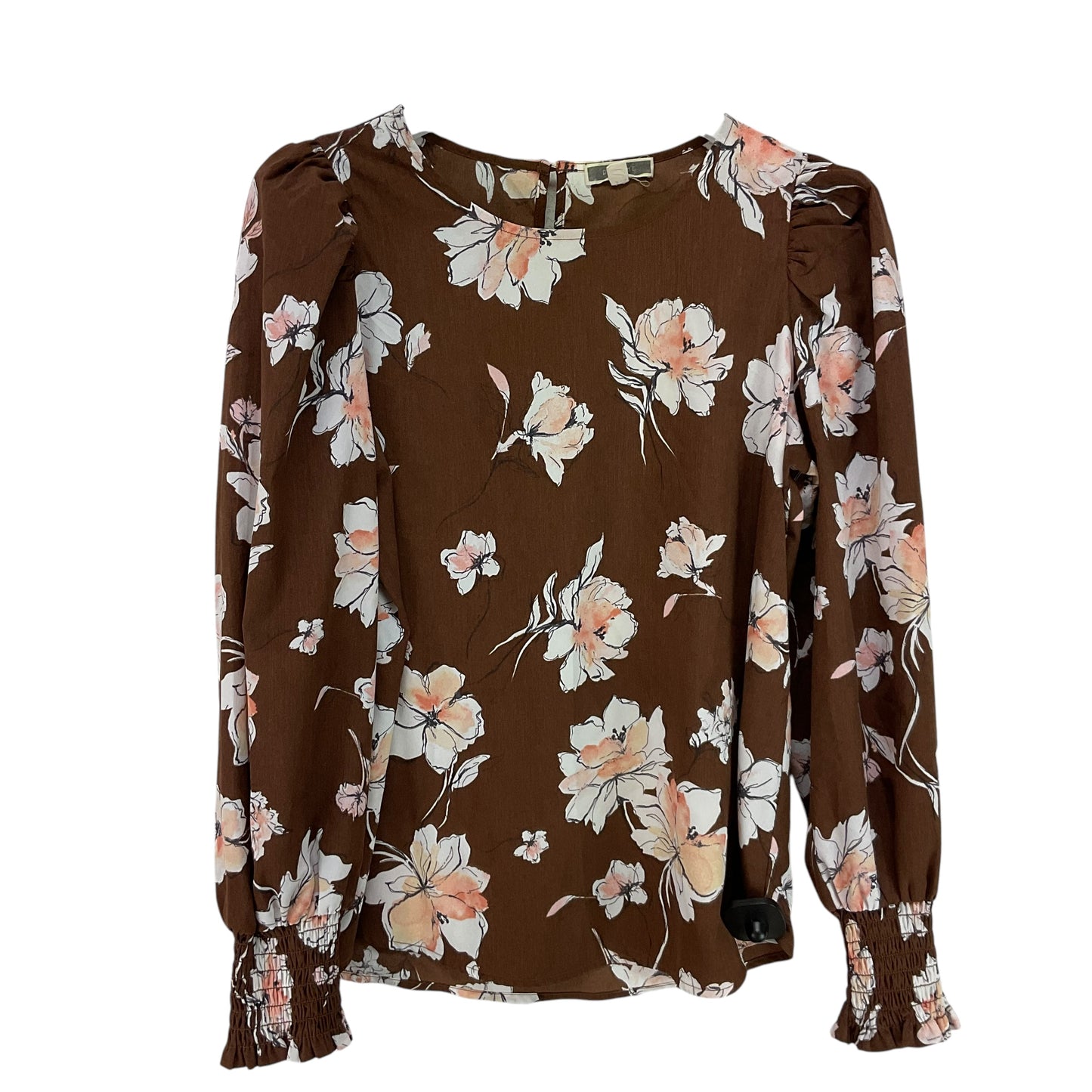 Top Long Sleeve By Pleione In Brown, Size: S