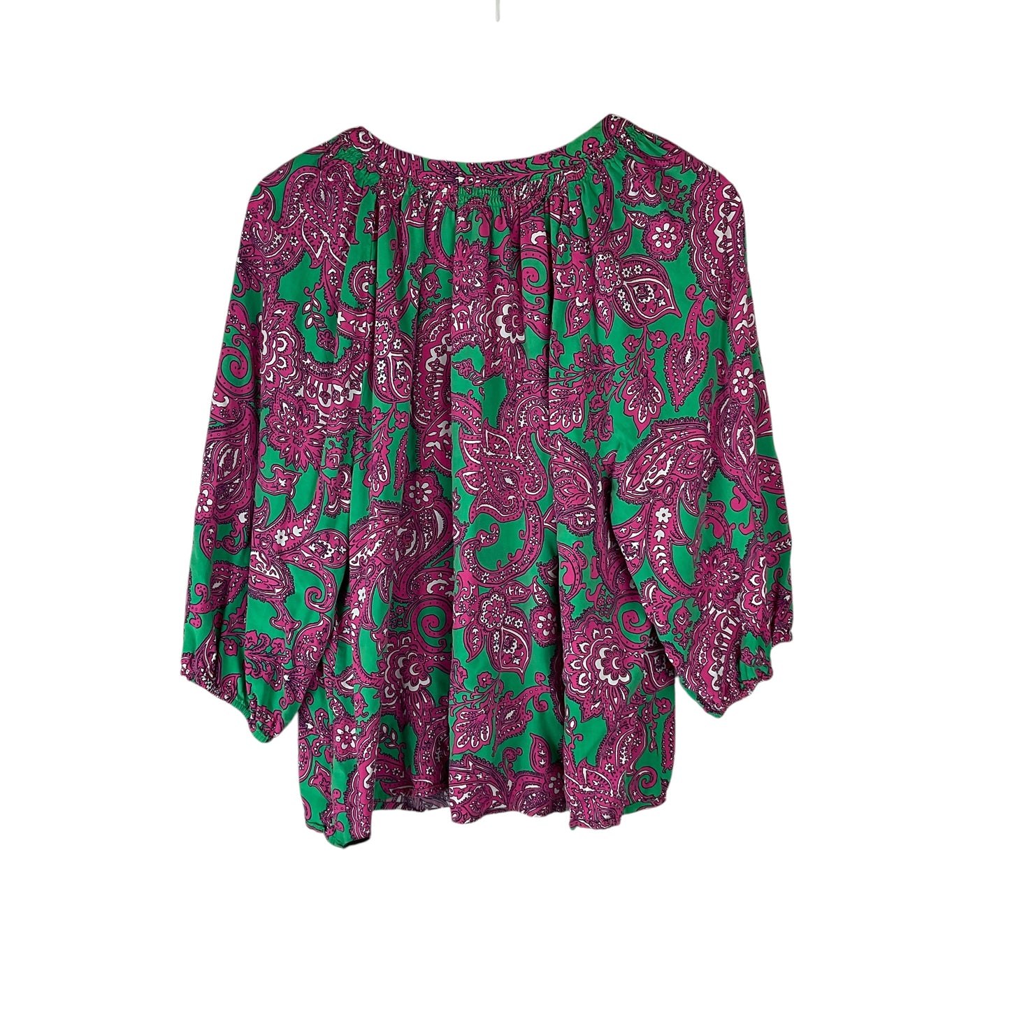 Top Long Sleeve By Crown And Ivy In Green & Pink, Size: 2x