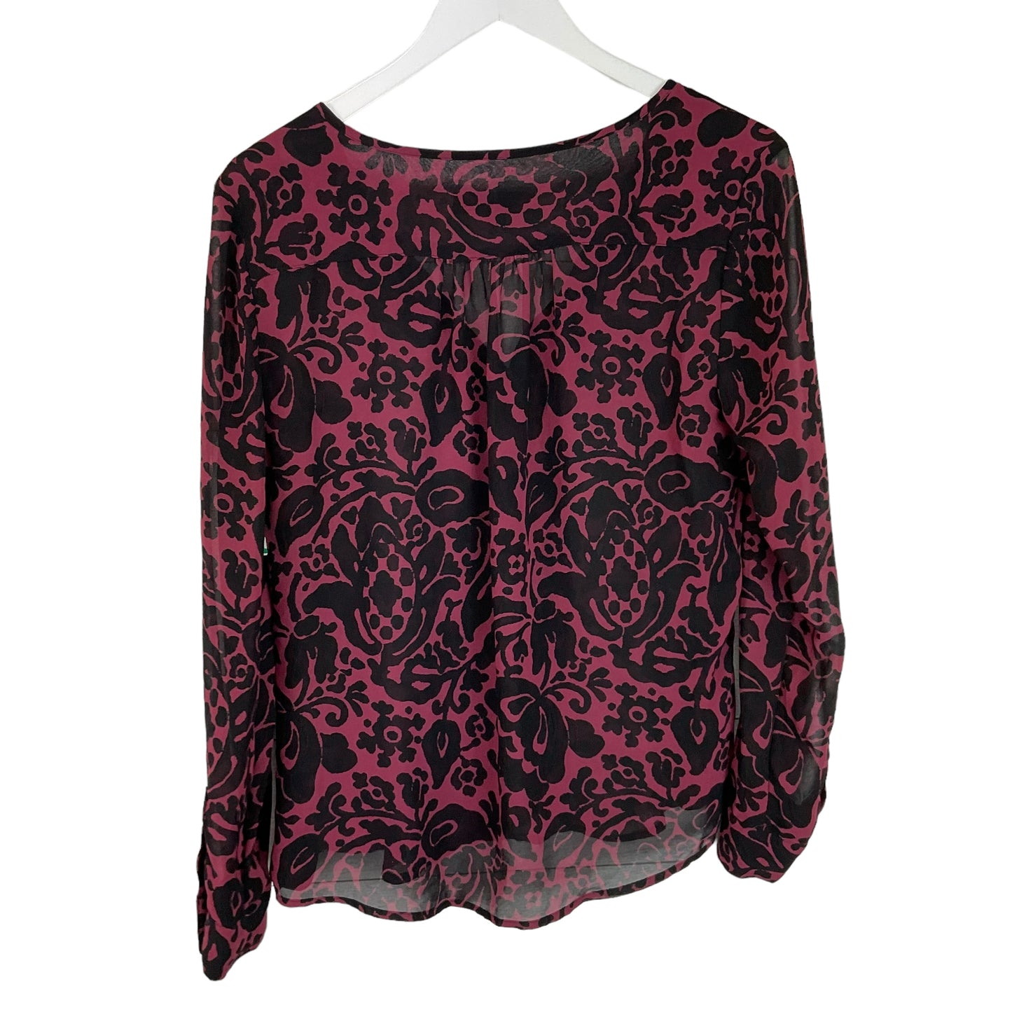 Black & Red Top Long Sleeve Loft, Size S