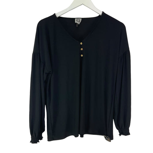 Top Long Sleeve By Anne Klein In Black, Size: M