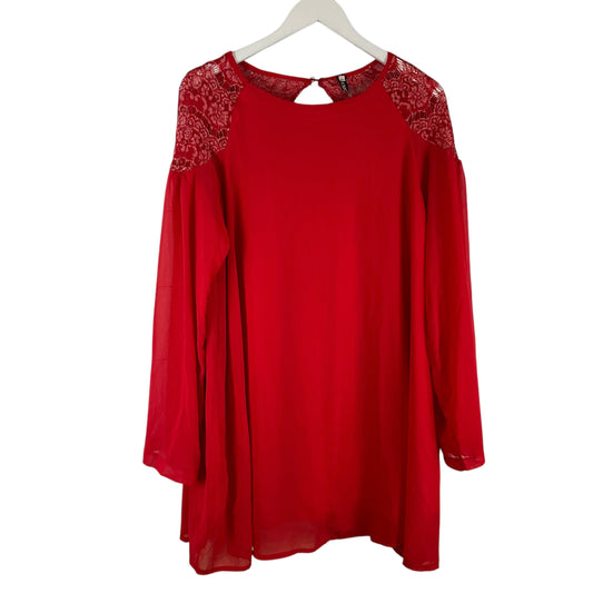 Top Long Sleeve By Cme In Red, Size: L