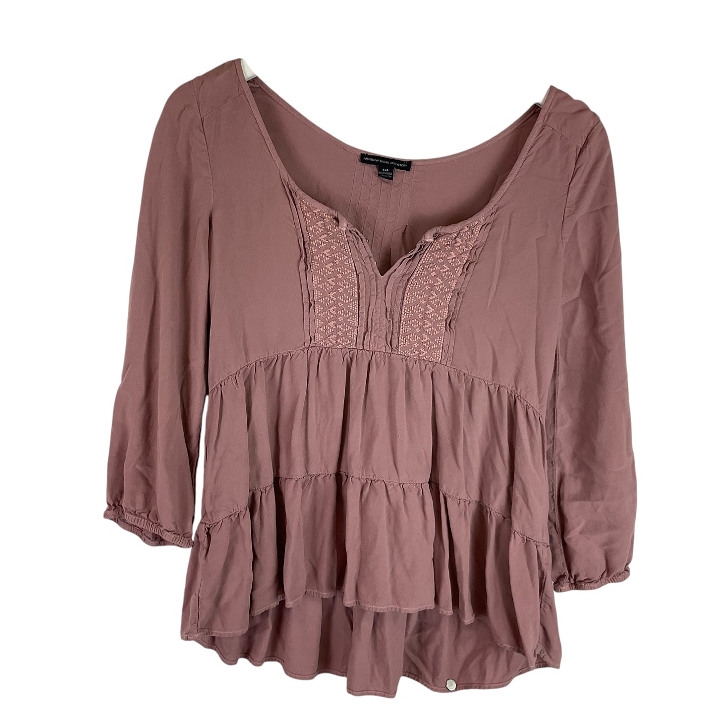 Top Long Sleeve By American Eagle In Pink, Size: S