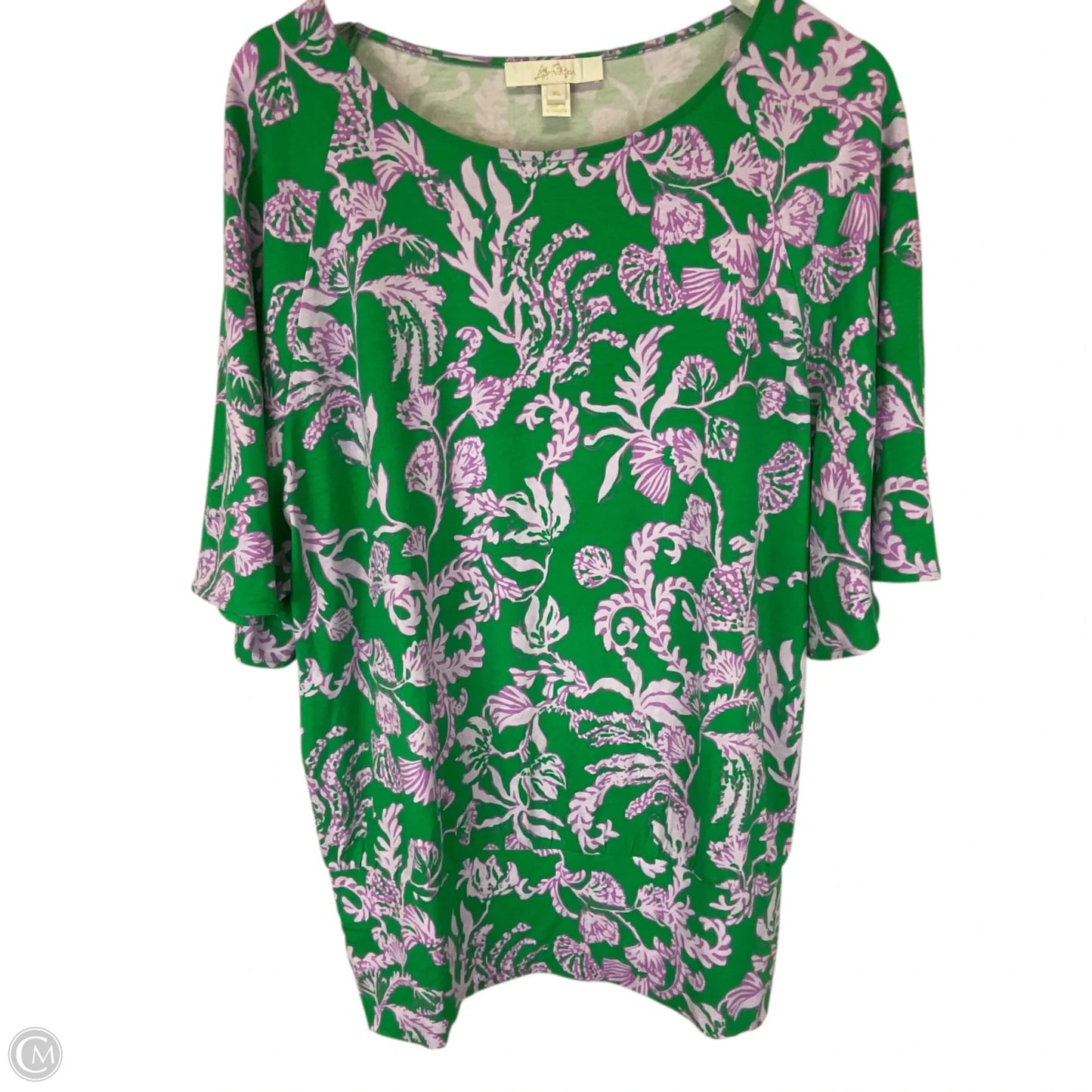 Top Short Sleeve Designer By Lilly Pulitzer In Green, Size: Xl