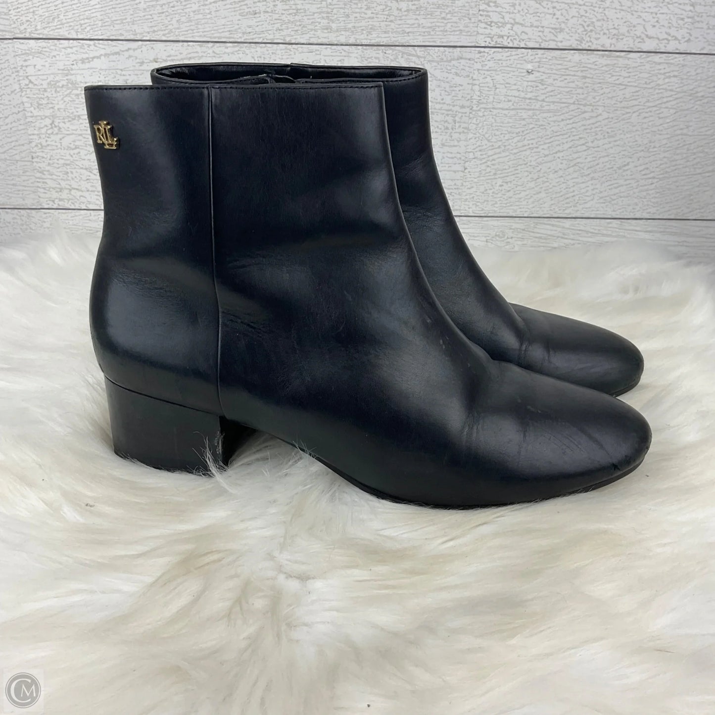 Boots Ankle Heels By Ralph Lauren In Black, Size: 9.5
