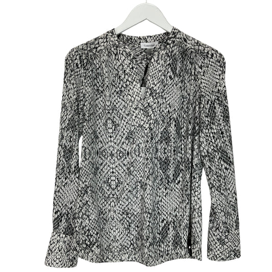 Top Long Sleeve By Calvin Klein In Snakeskin Print, Size: Xs