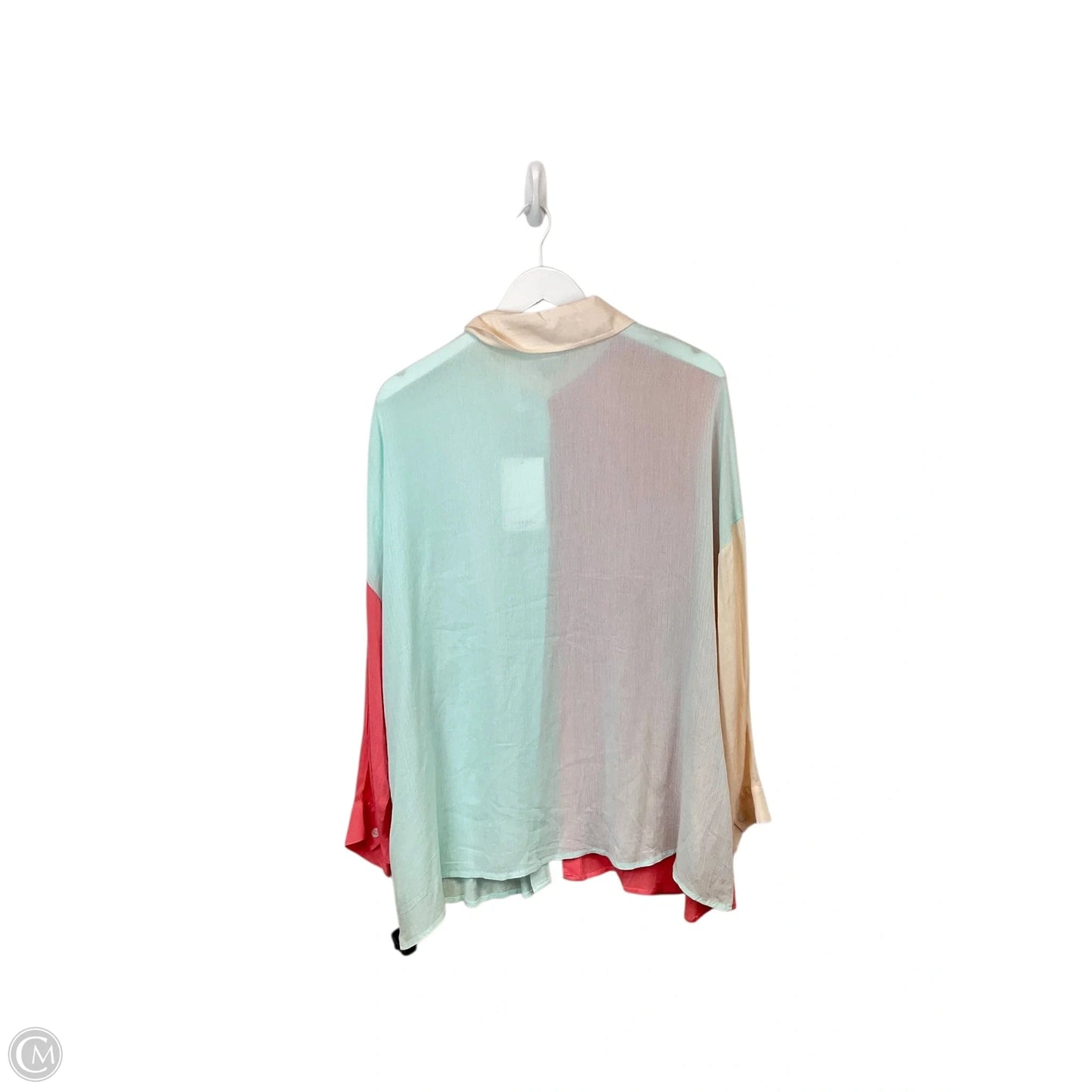 Top Long Sleeve By Andree By Unit In Blue & Pink, Size: 1x