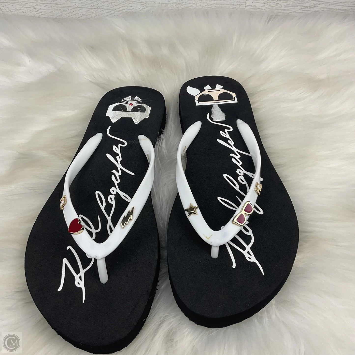 Sandals Designer By Karl Lagerfeld In Black, Size: 8