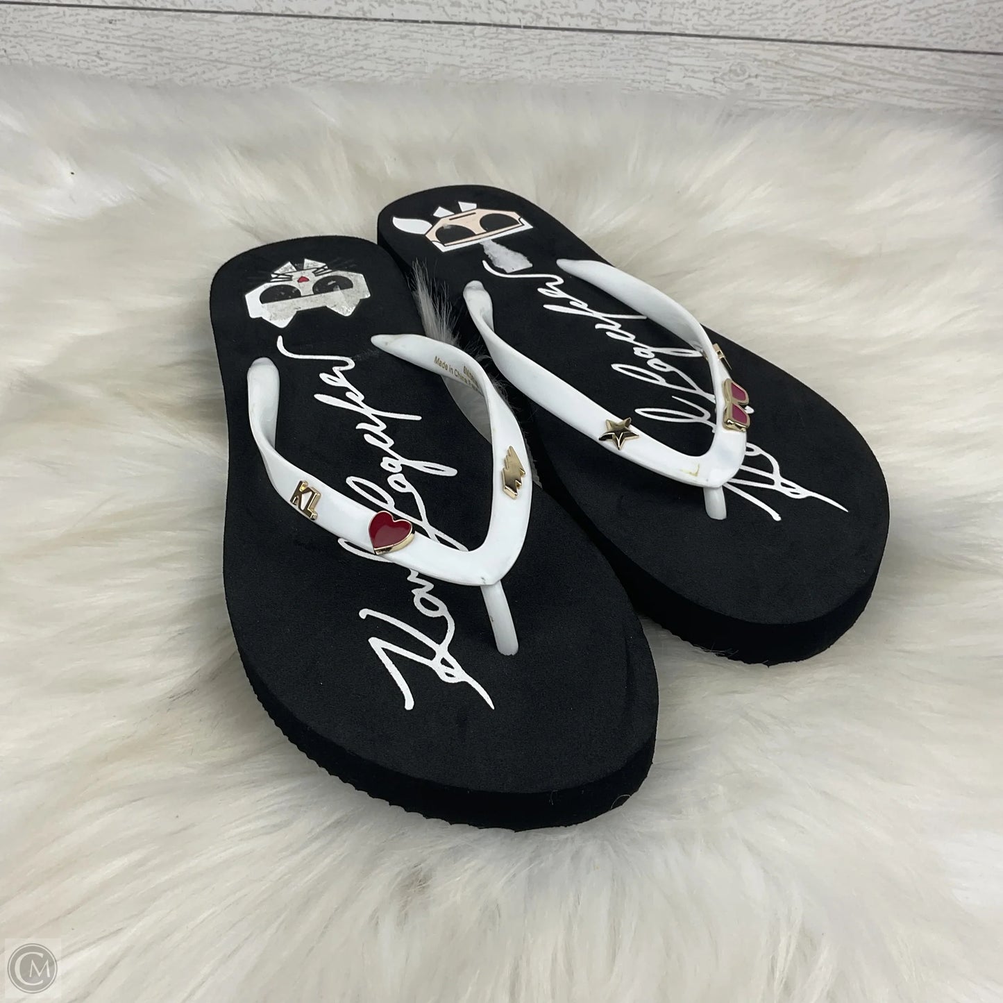 Sandals Designer By Karl Lagerfeld In Black, Size: 8