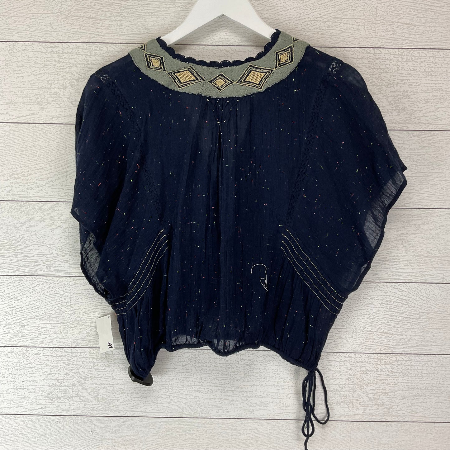 Navy Top Short Sleeve Free People, Size S