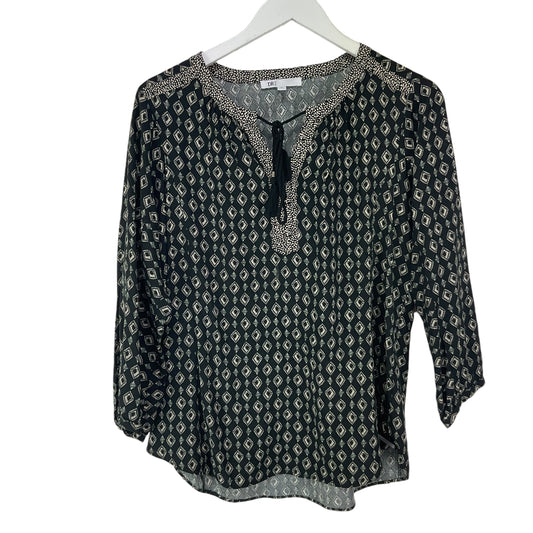 Top Long Sleeve By Dr2 In Black & Cream, Size: M