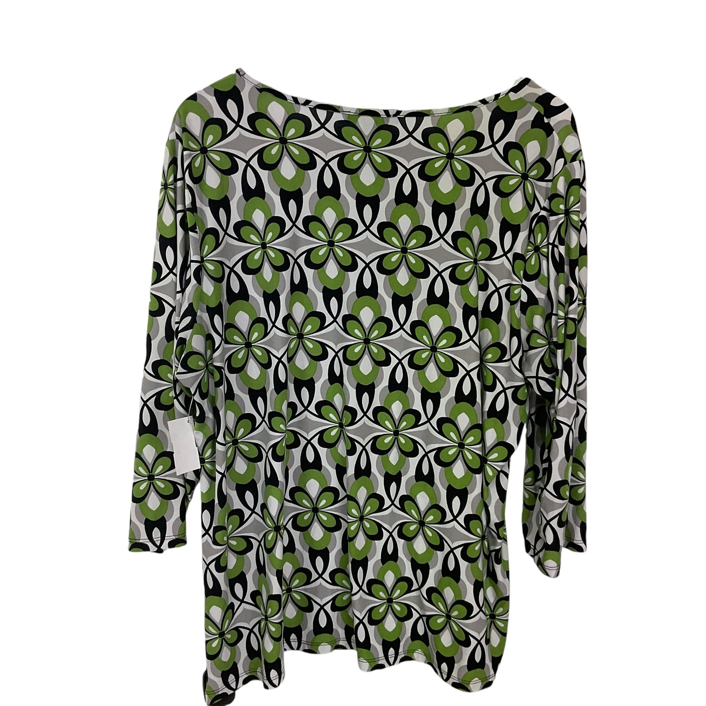 Top Long Sleeve By Designer Originals In Green & Grey, Size: 2x