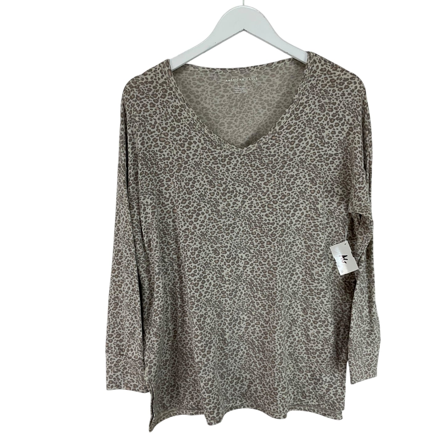 Top Long Sleeve By American Eagle In Animal Print, Size: S