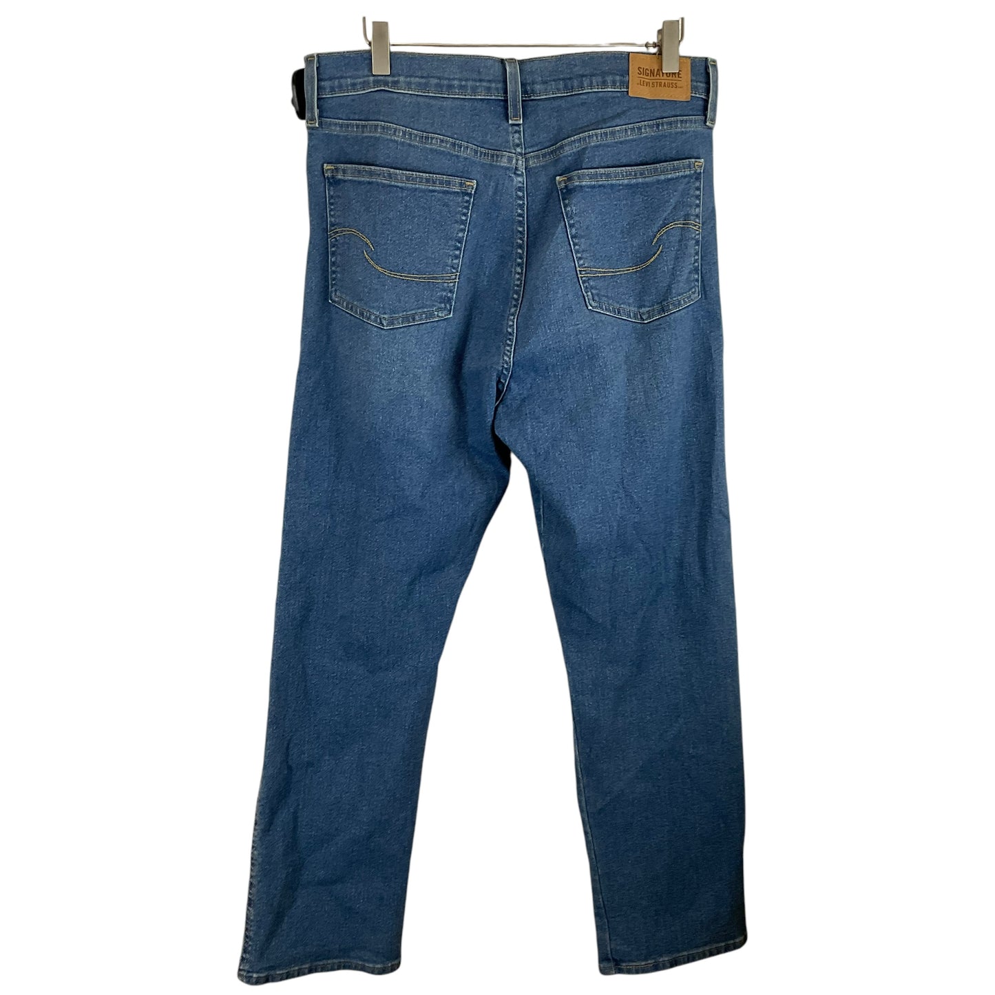 Jeans Straight By Levis Signature In Blue Denim, Size: 12