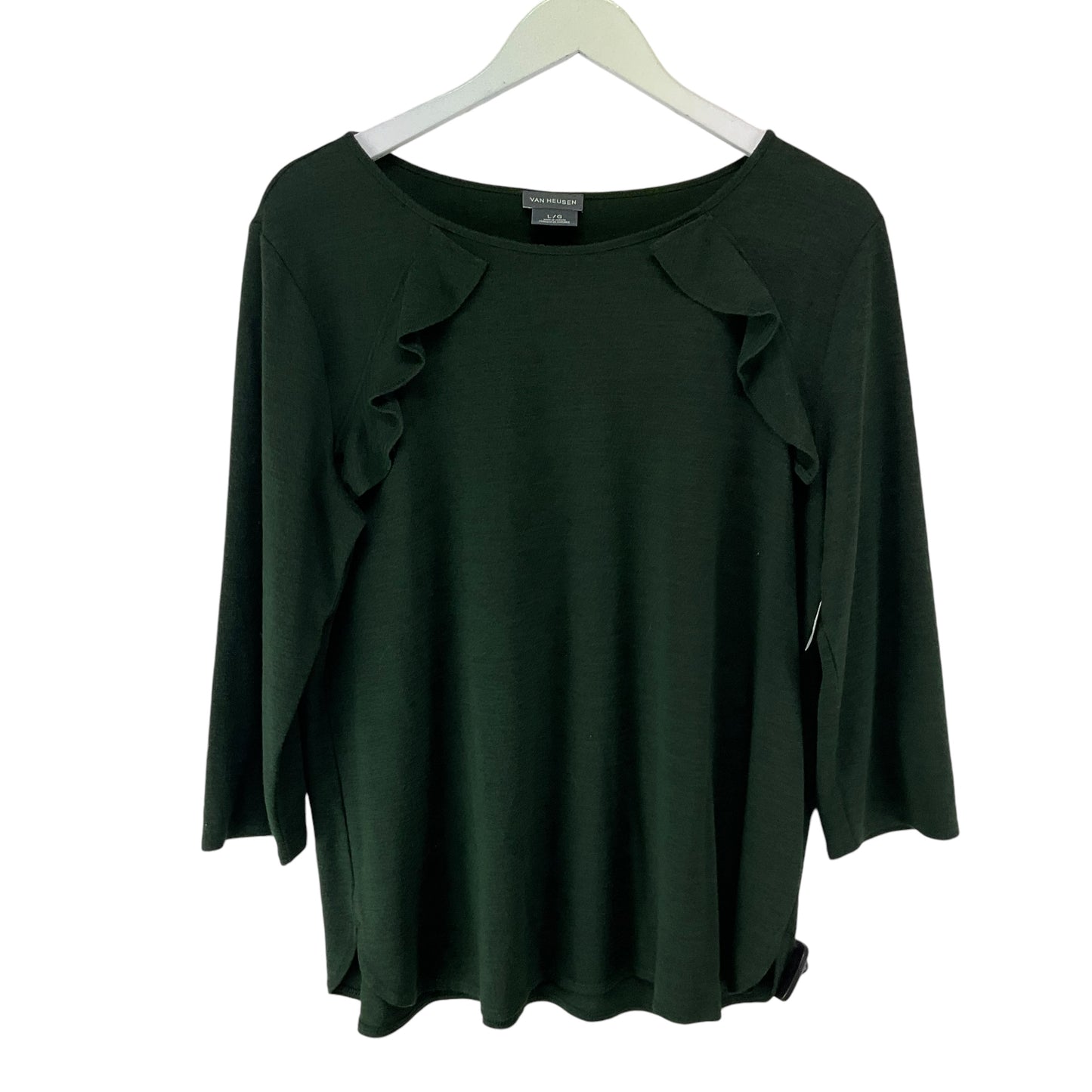 Top Long Sleeve By Van Heusen In Green, Size: L