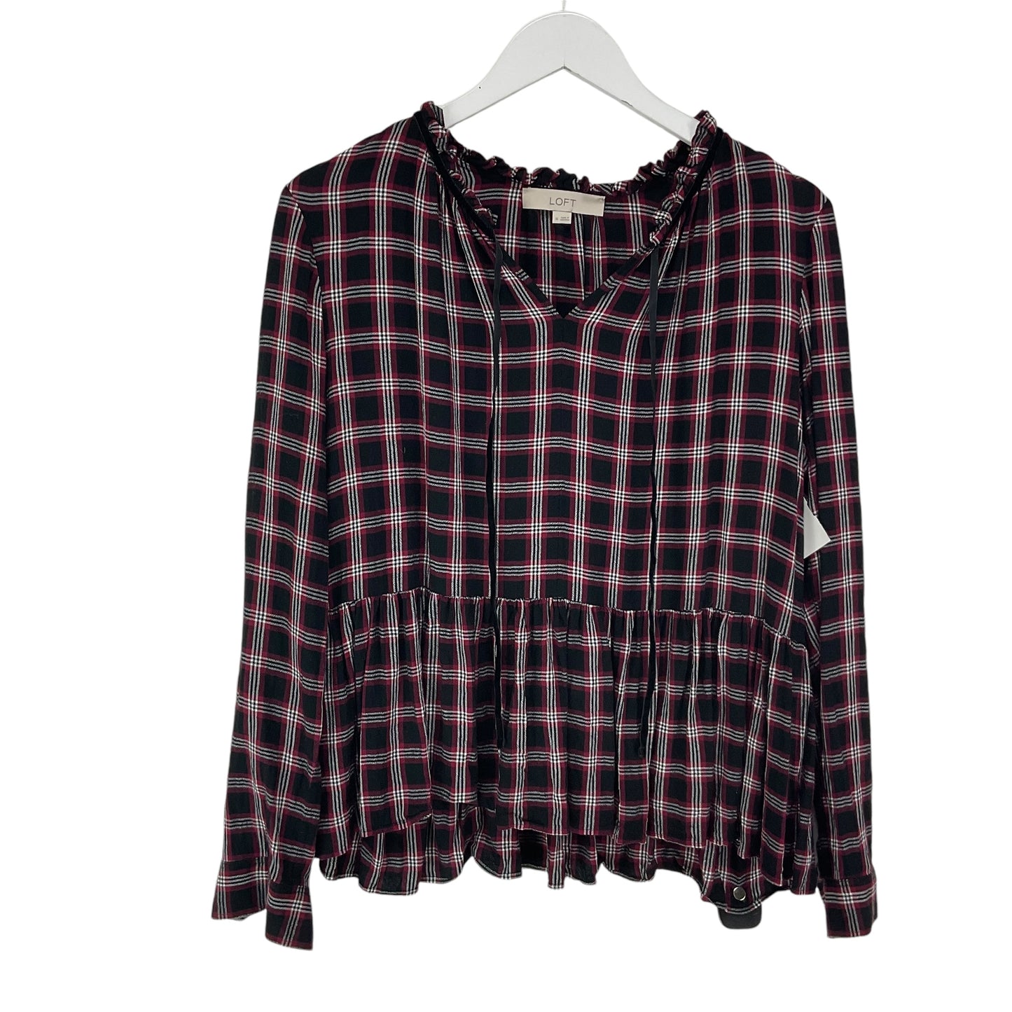 Top Long Sleeve By Loft In Black & Red, Size: M