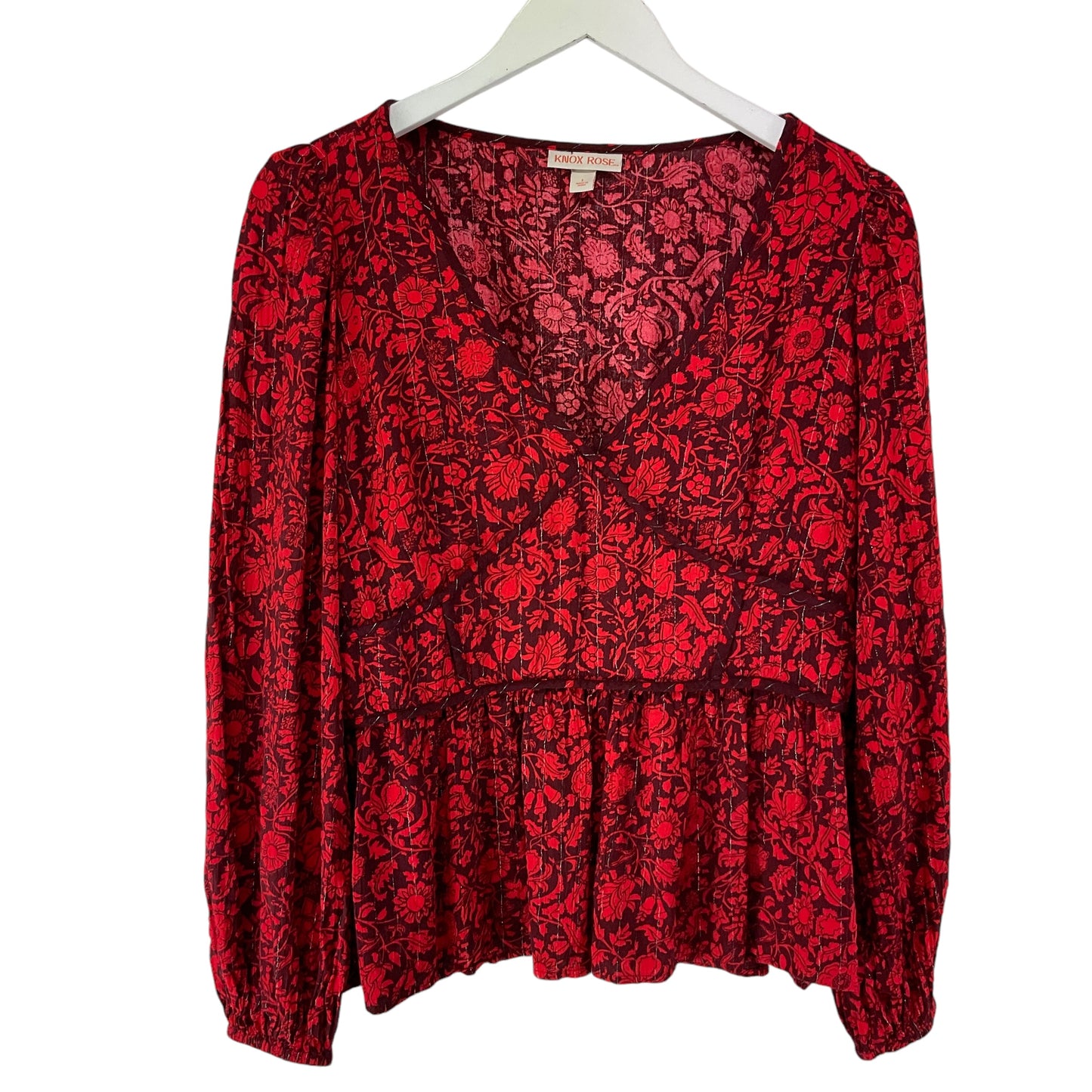 Top Long Sleeve By Knox Rose In Red, Size: L