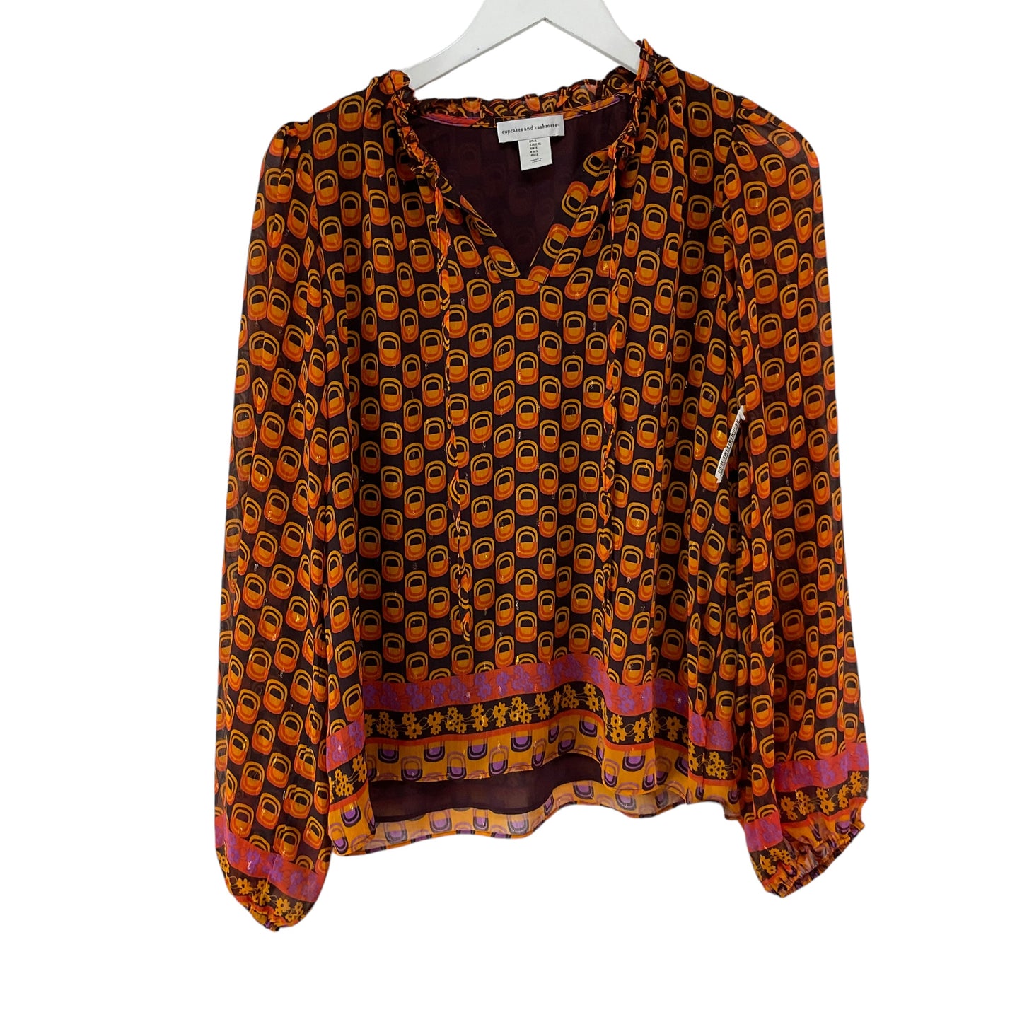 Top Long Sleeve By Cupcakes And Cashmere In Orange & Purple, Size: L