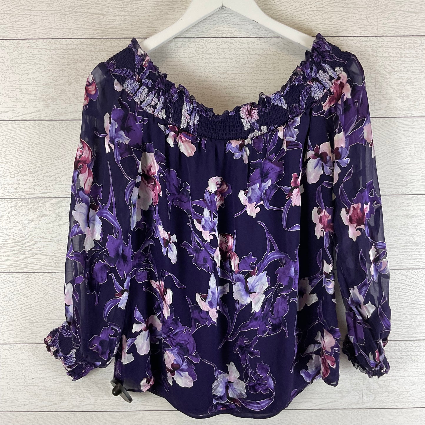 Top Long Sleeve By White House Black Market In Purple, Size: S