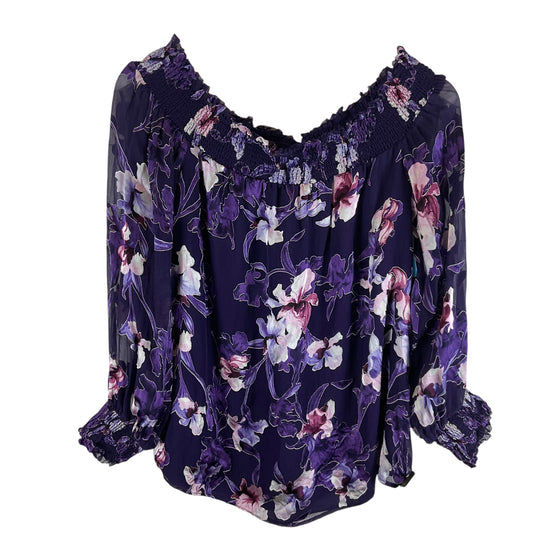 Top Long Sleeve By White House Black Market In Purple, Size: S