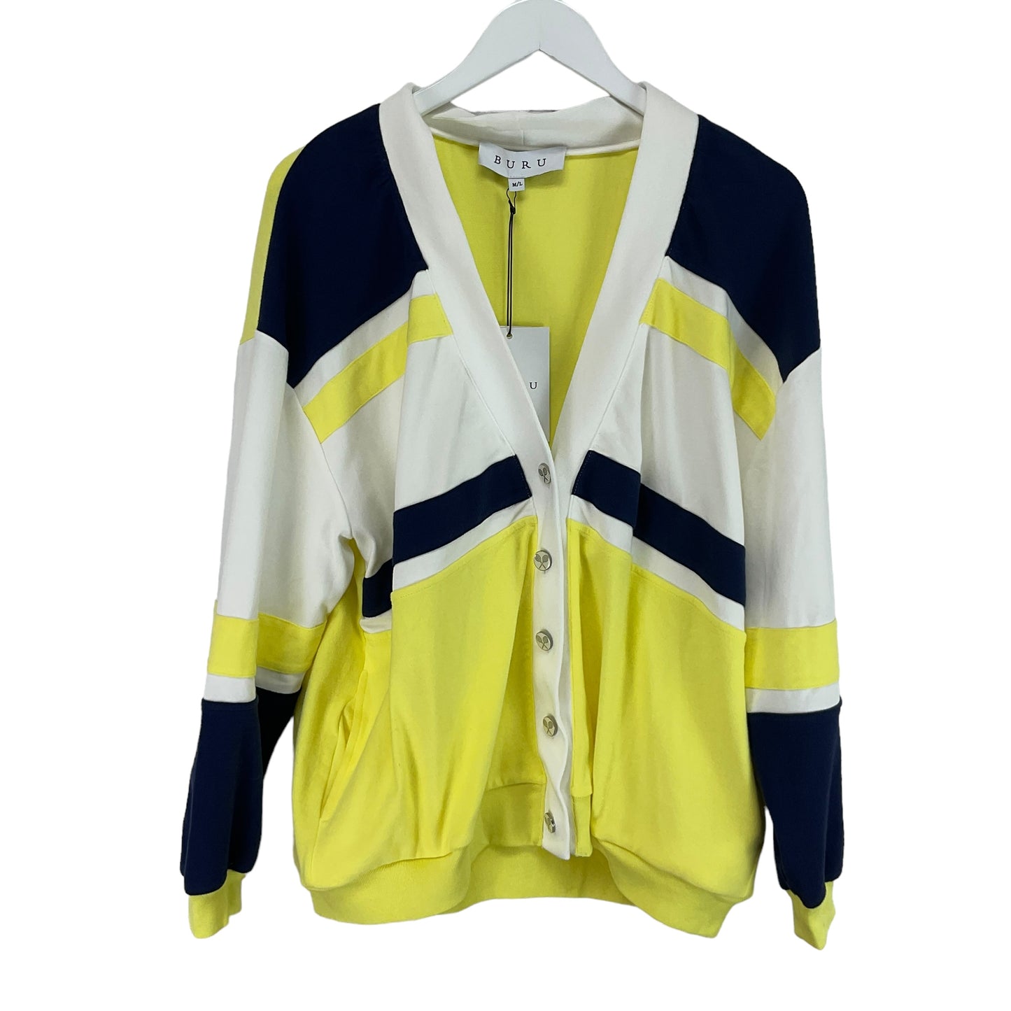 Cardigan By Cmb In Blue & Yellow, Size: M