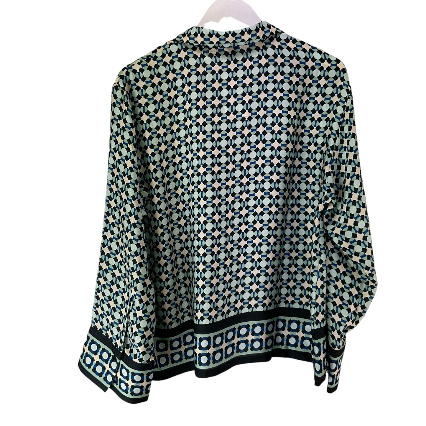 Blouse Long Sleeve By H&m In Blue & Green, Size: M