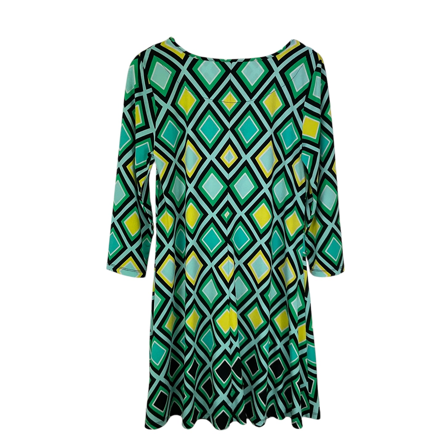 Dress Casual Short By Kaari Blue In Green & Yellow, Size: L