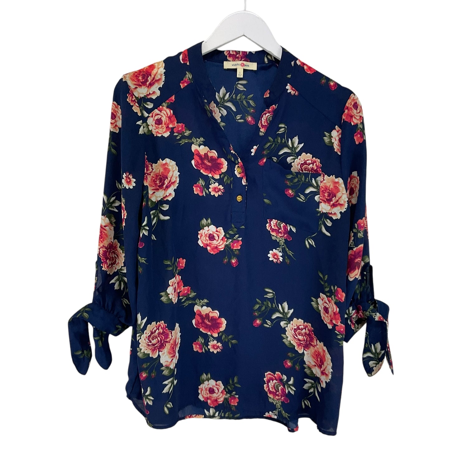 Top Long Sleeve By Wishful Park In Navy, Size: L