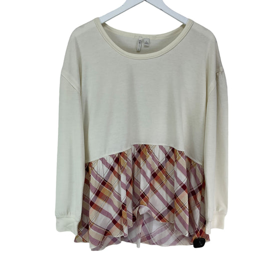 Top Long Sleeve By Cato In Cream & Red, Size: L