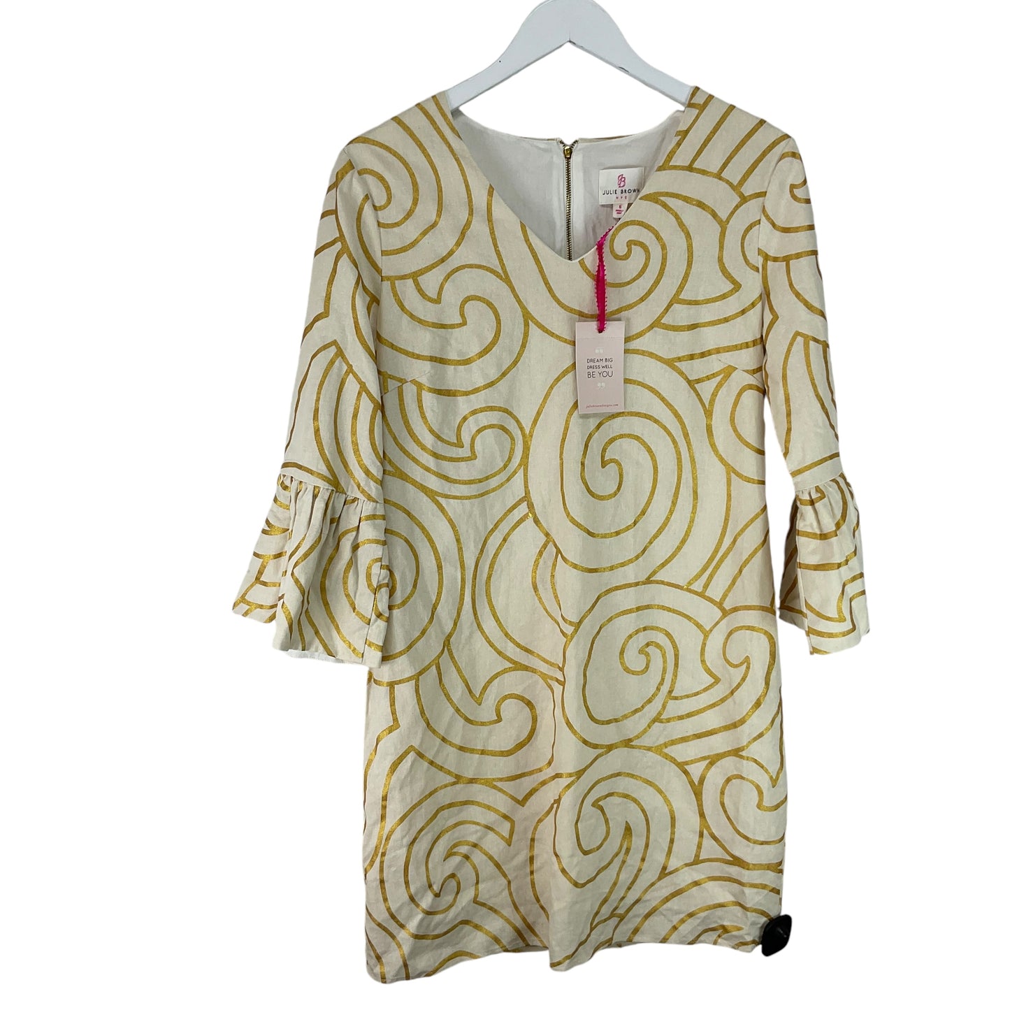 Dress Casual Midi By Julie Brown In Cream & Yellow, Size: 6