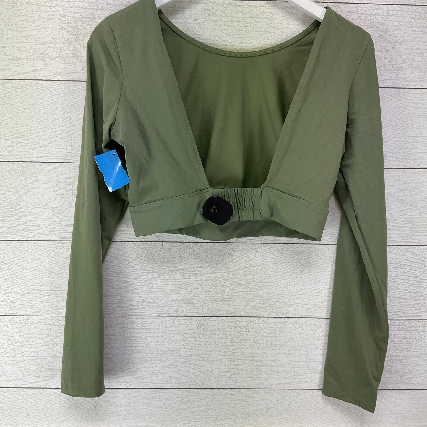 Athletic Top Long Sleeve Collar By Clothes Mentor In Green, Size: L