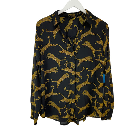 Top Long Sleeve By Worthington In Black & Yellow, Size: L