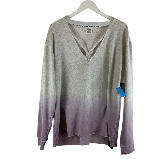 Top Long Sleeve By Pink In Grey, Size: L