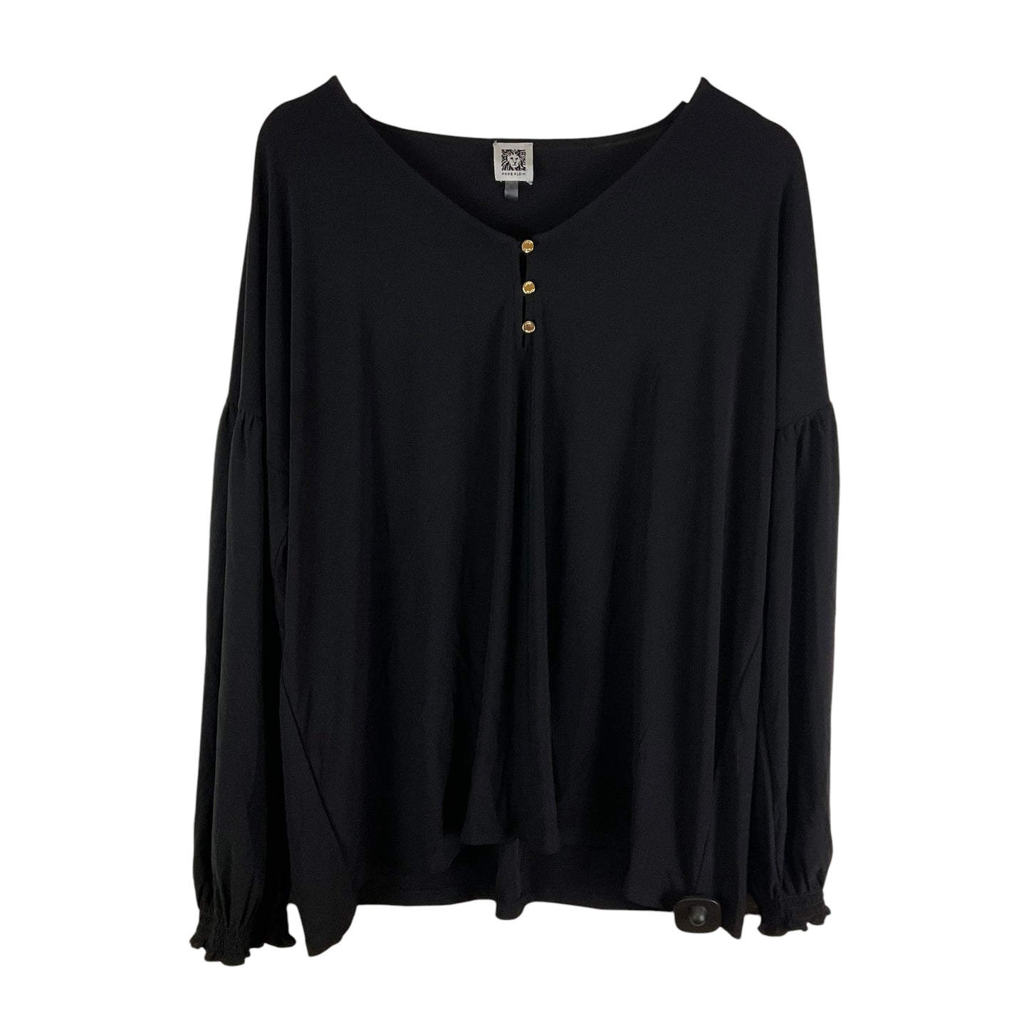 Top Long Sleeve By Anne Klein In Black, Size: Xl