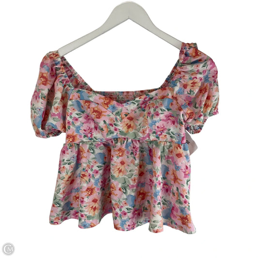 Top Short Sleeve By Shein In Floral Print, Size: S