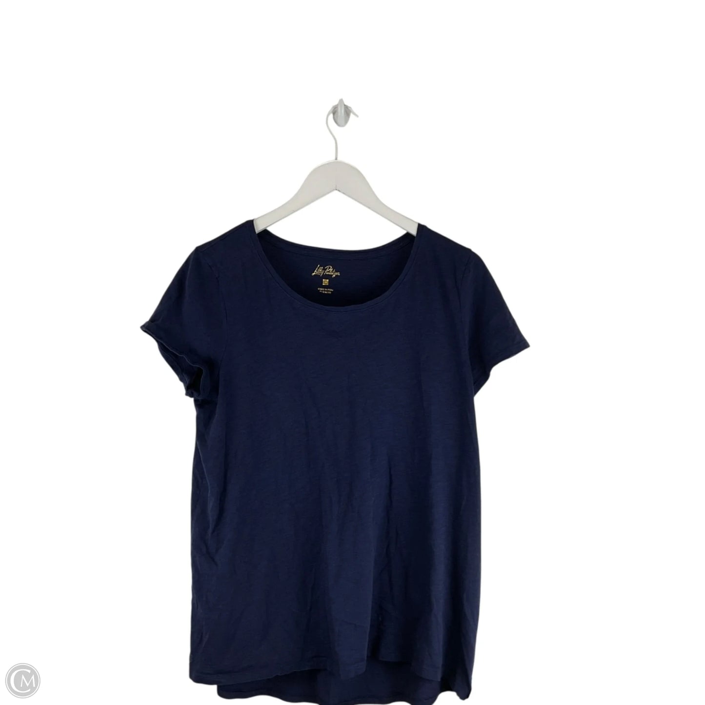 Top Short Sleeve Designer By Lilly Pulitzer In Navy, Size: L