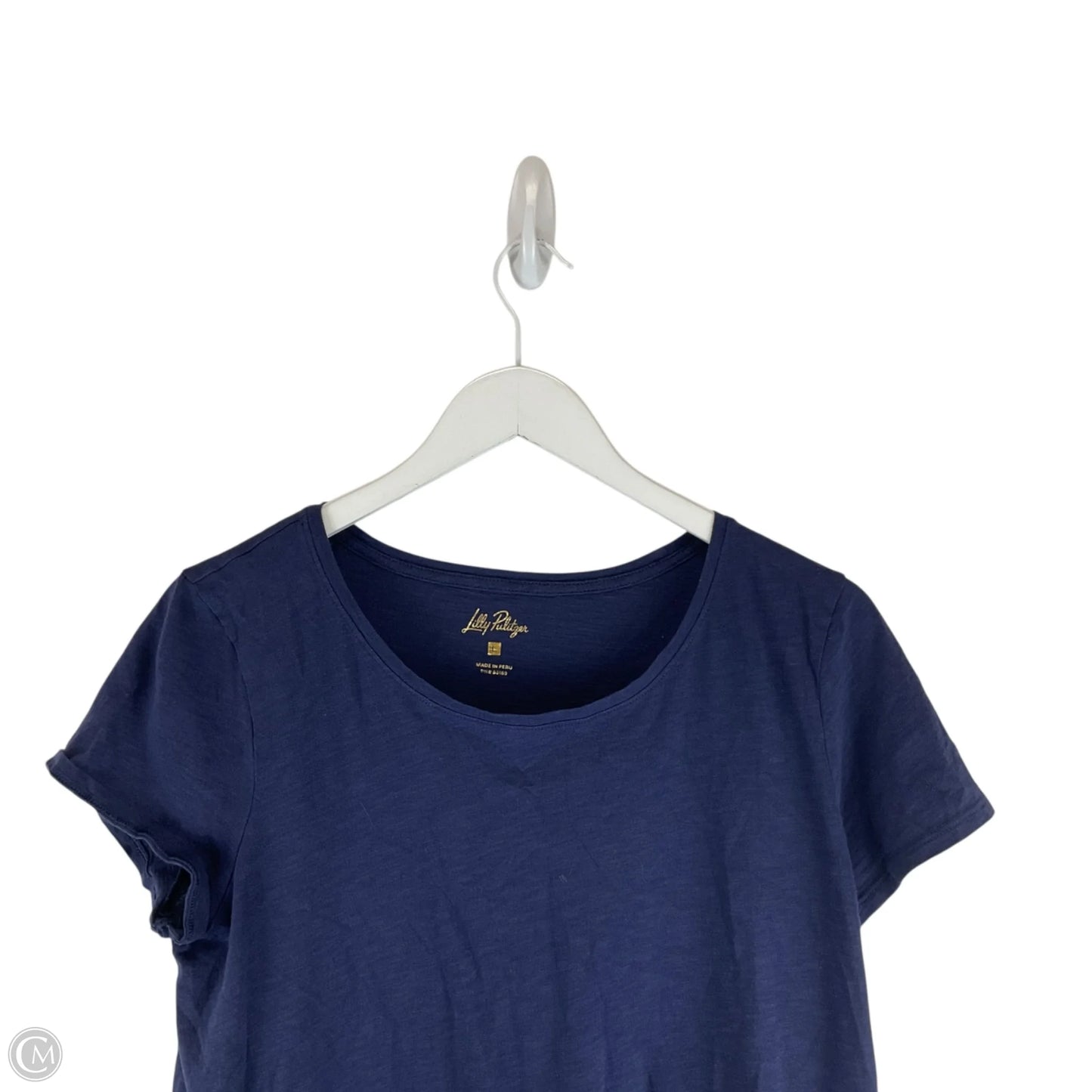 Top Short Sleeve Designer By Lilly Pulitzer In Navy, Size: L