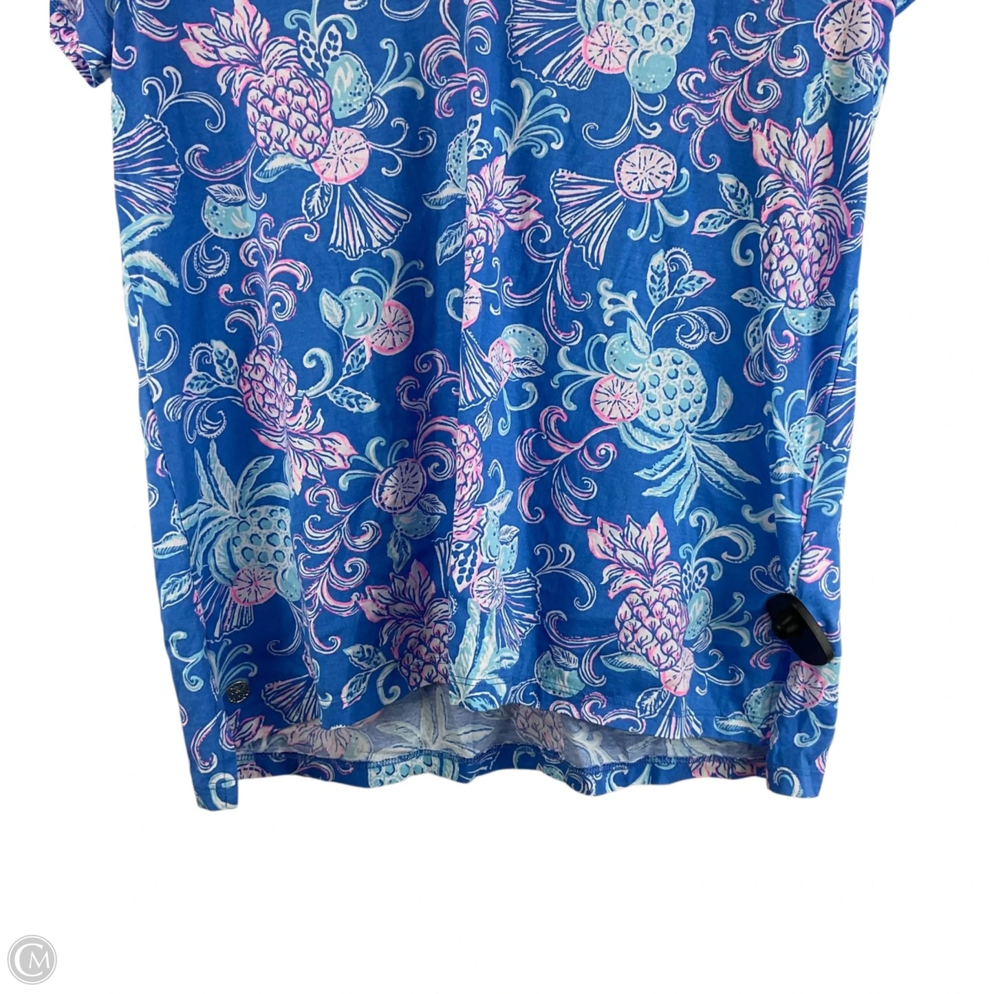 Top Short Sleeve Designer By Lilly Pulitzer In Blue, Size: L