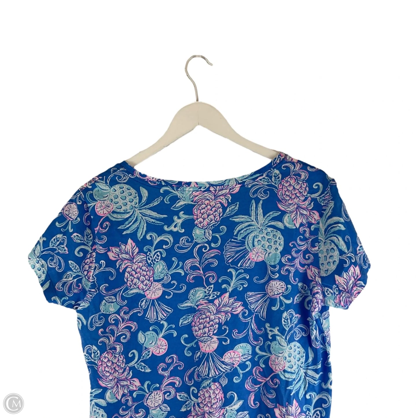 Top Short Sleeve Designer By Lilly Pulitzer In Blue, Size: L