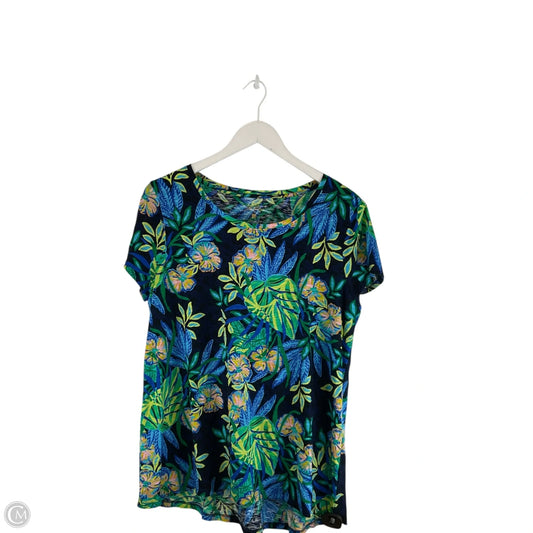 Top Short Sleeve Designer By Lilly Pulitzer In Navy, Size: L