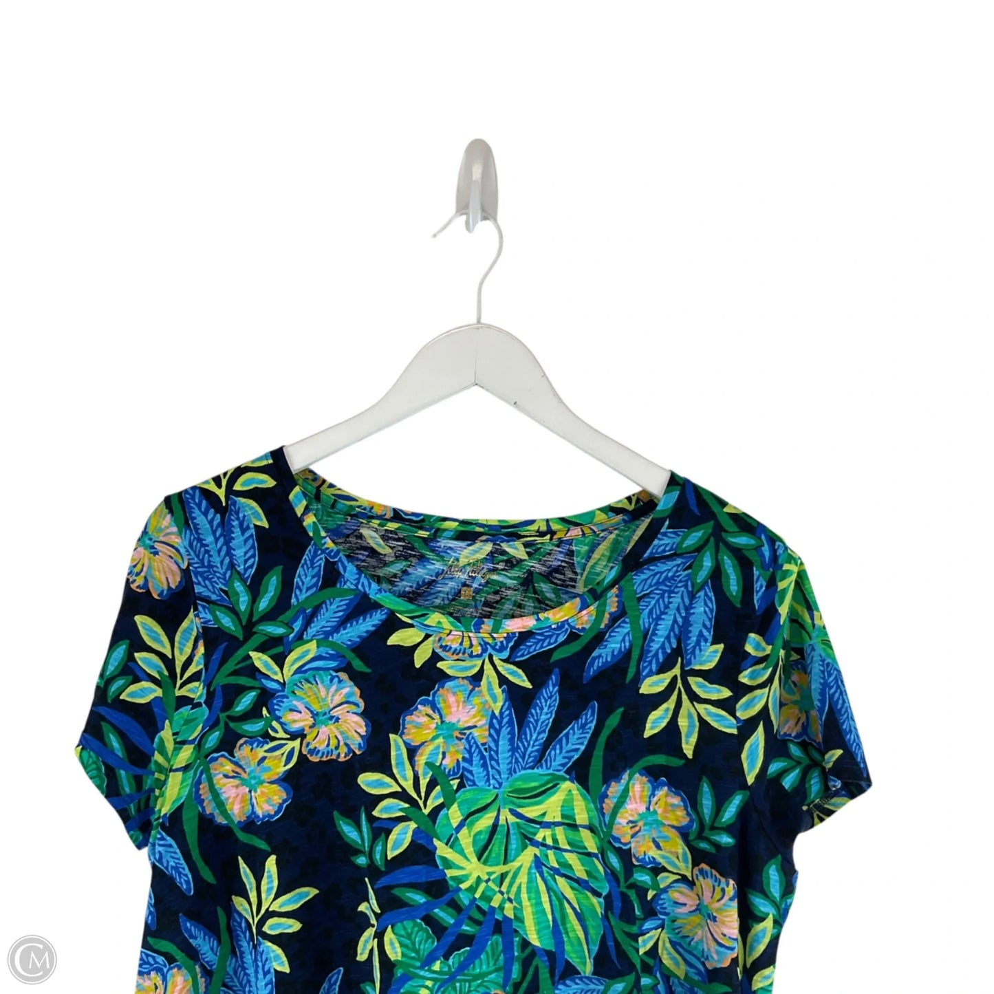 Top Short Sleeve Designer By Lilly Pulitzer In Navy, Size: L