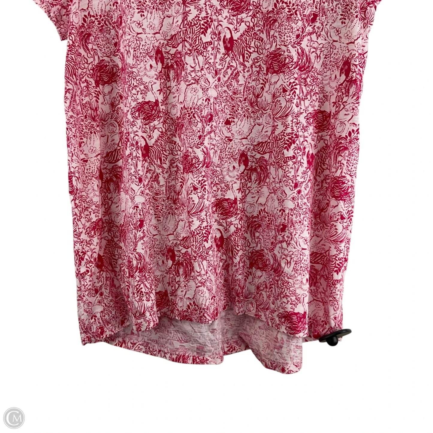 Top Short Sleeve Designer By Lilly Pulitzer In Pink & White, Size: L