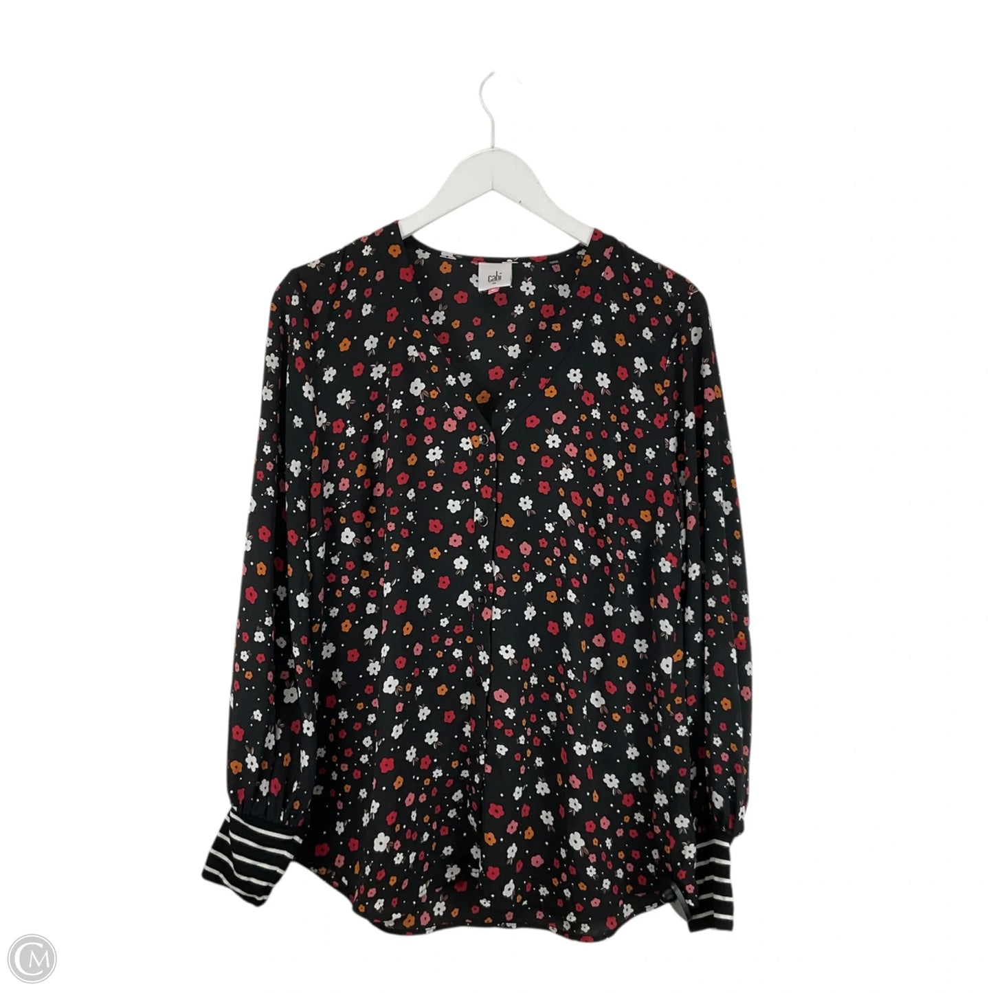 Top Long Sleeve By Cabi In Floral Print, Size: M