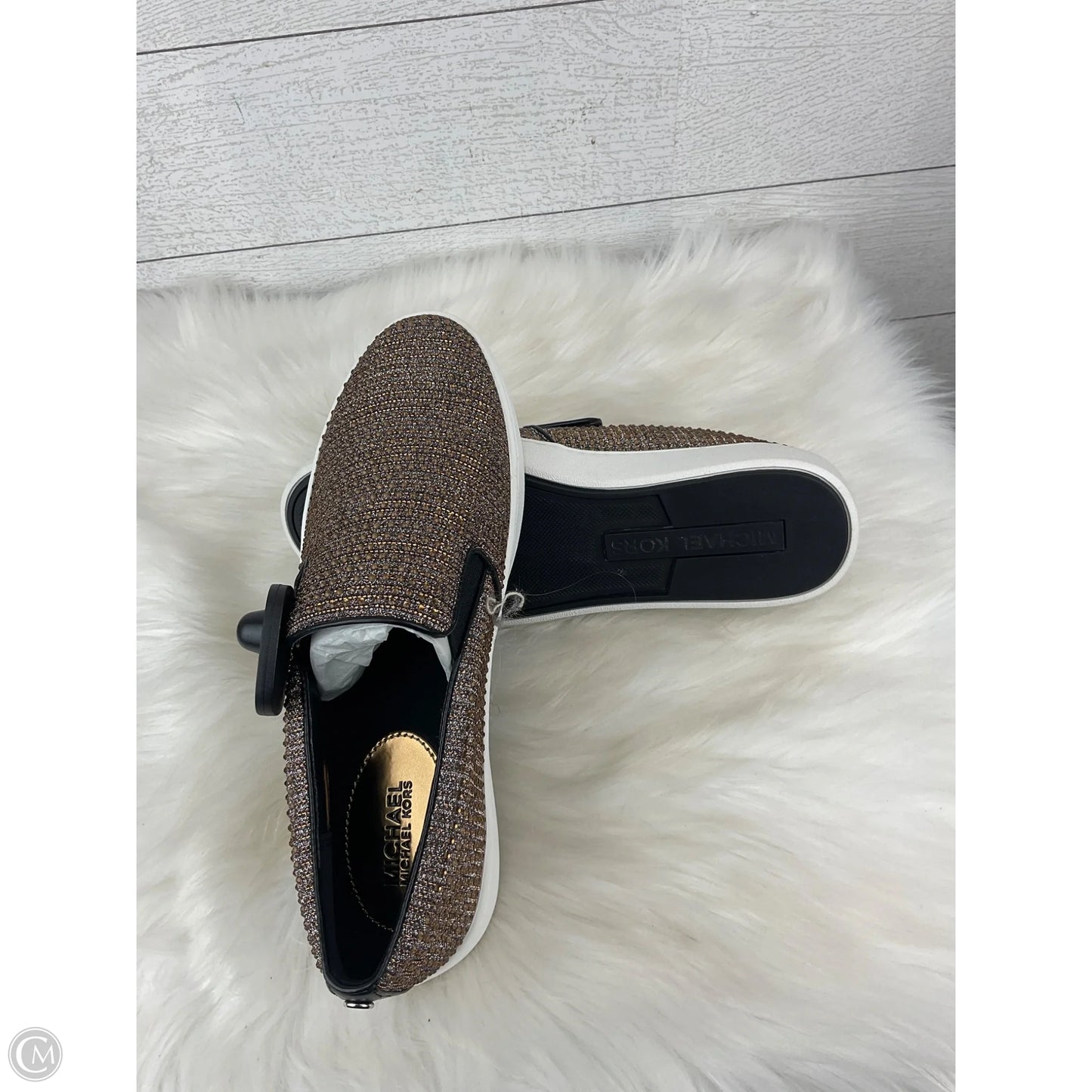 Shoes Designer By Michael Kors In Black & Gold, Size: 9