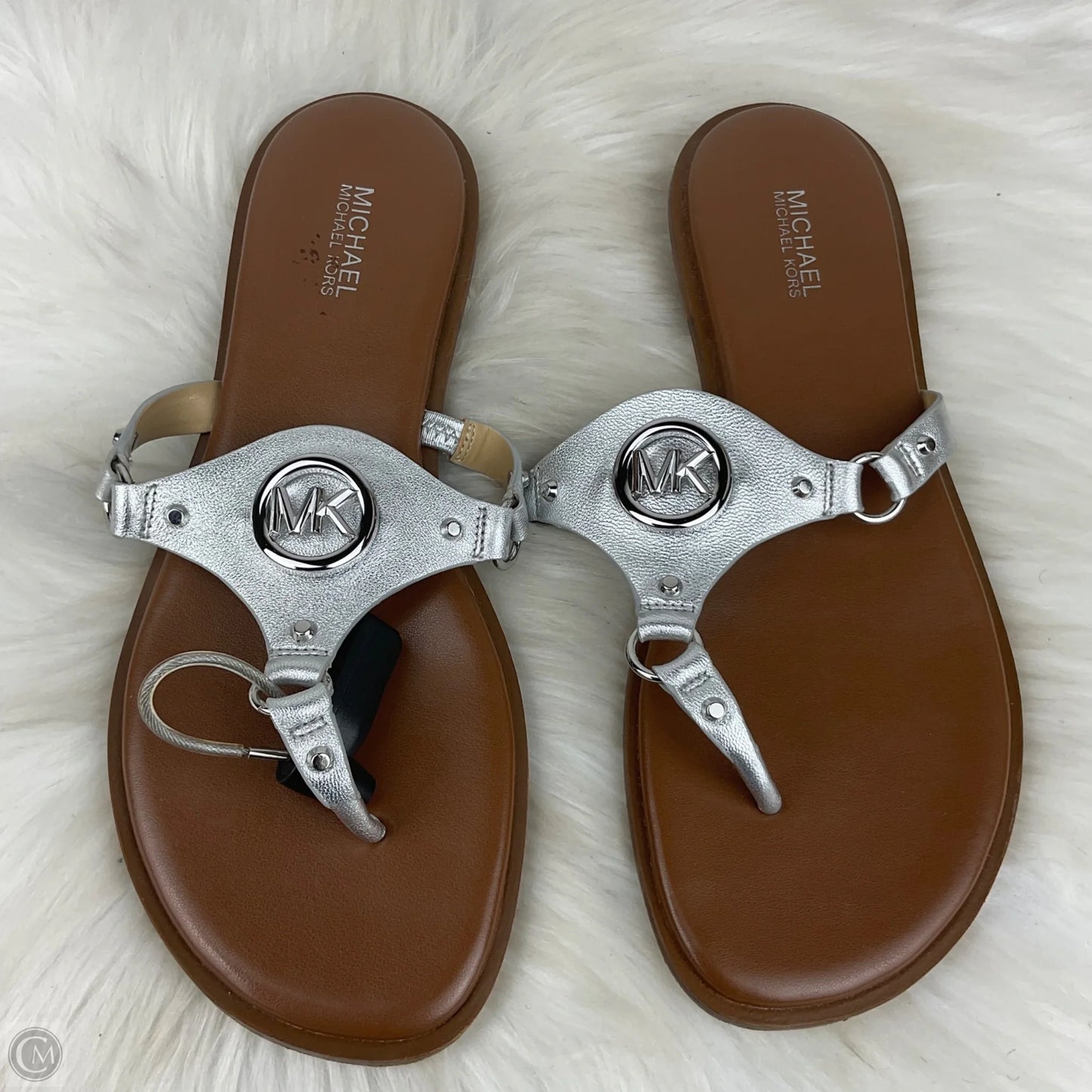 Sandals Designer By Michael Kors In Silver, Size: 7.5