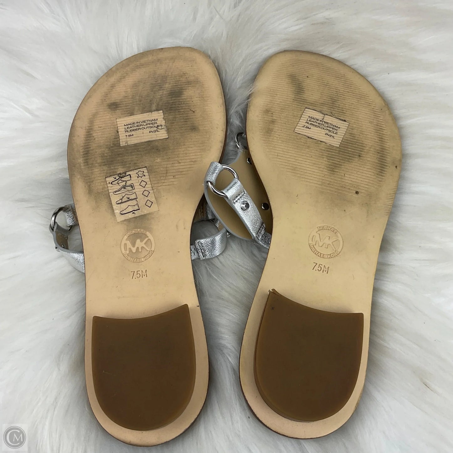Sandals Designer By Michael Kors In Silver, Size: 7.5