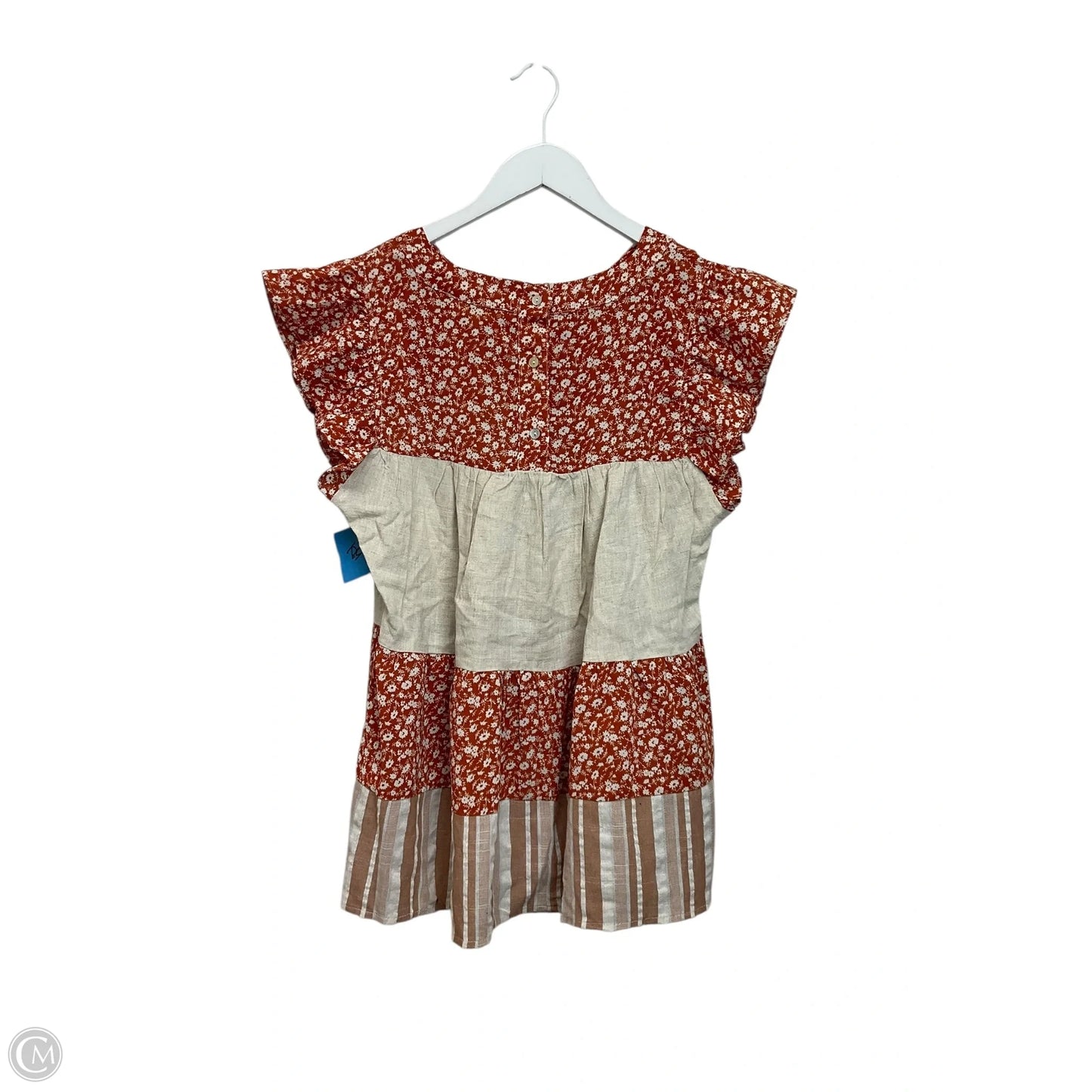 Top Sleeveless By Entro In Cream & Orange, Size: M