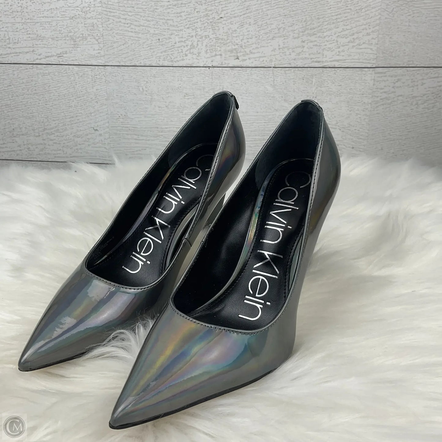 Shoes Heels Kitten By Calvin Klein In Silver, Size: 5